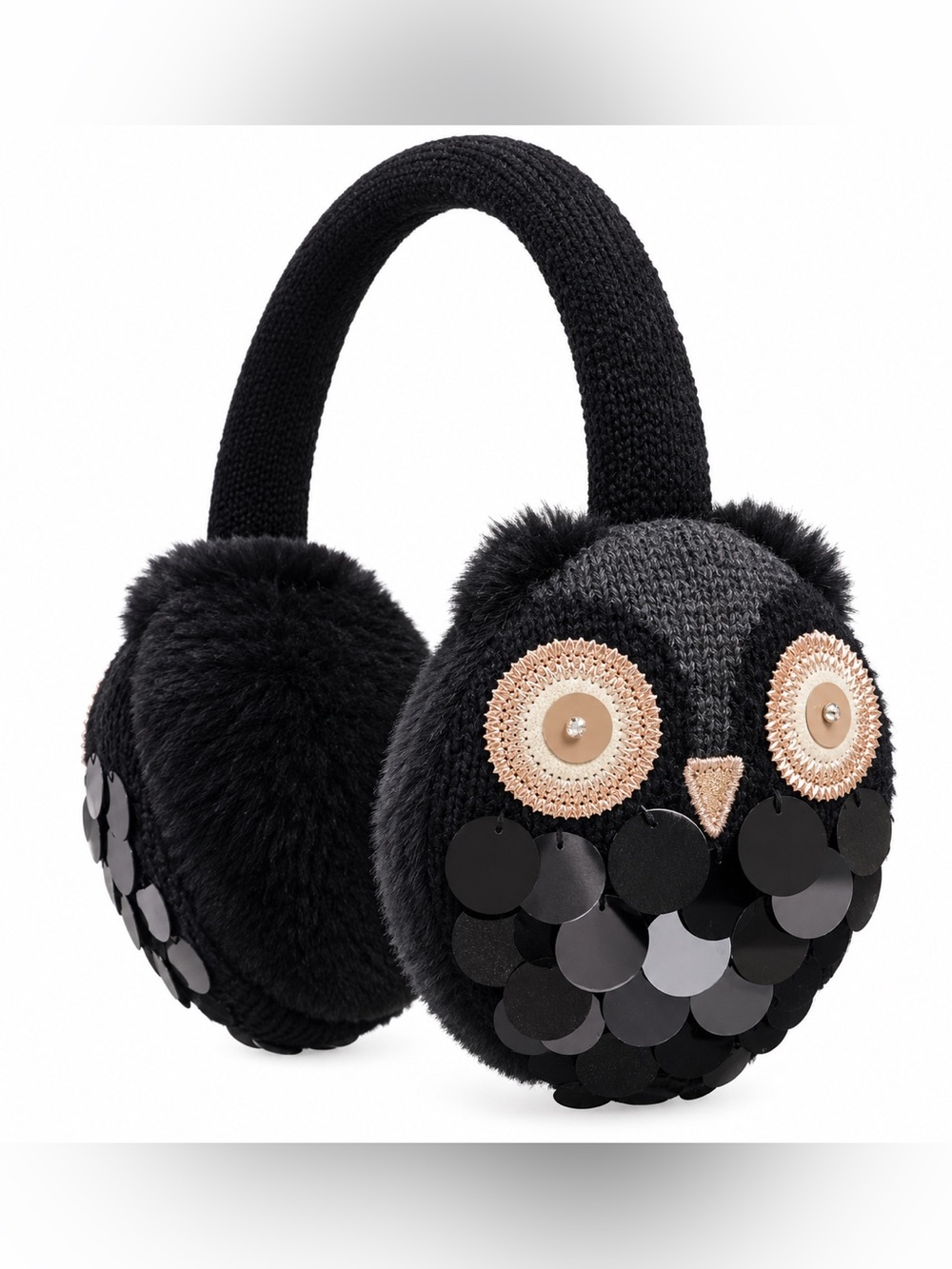 kate spade Black Owl Sequin Ear Warmers